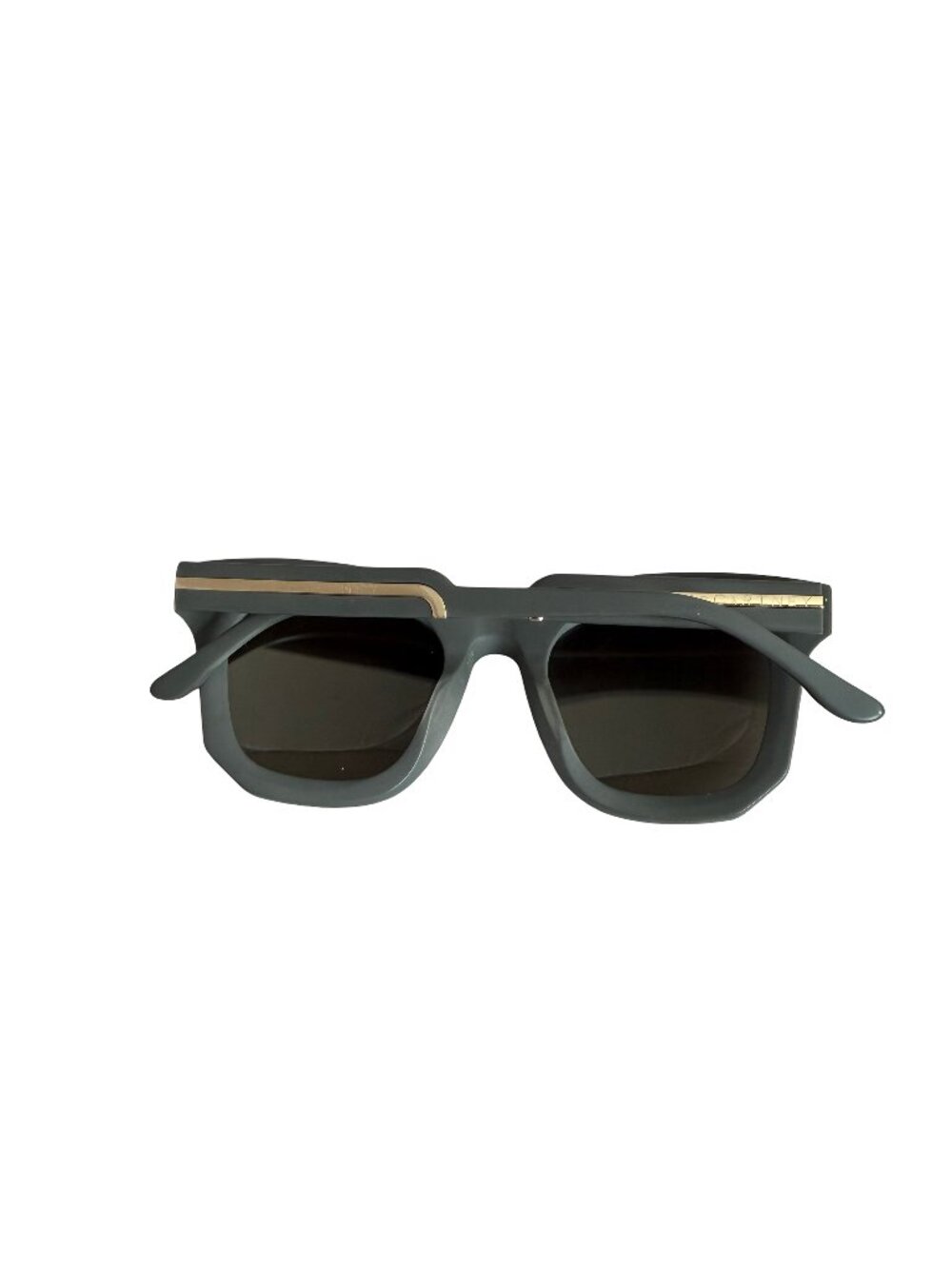 Stella McCartney Gray Square Frame Mirrored Lens Sunglasses Gold Trim Women's